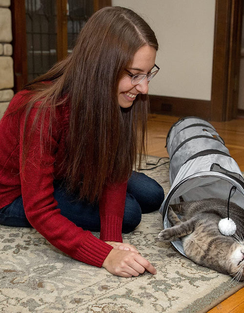 Load image into Gallery viewer, Cat Tunnel for Indoor Cats Collapsible Pop-Up Pet Tube Peek Hole Hideaway Play Toys for Cats with Ball
