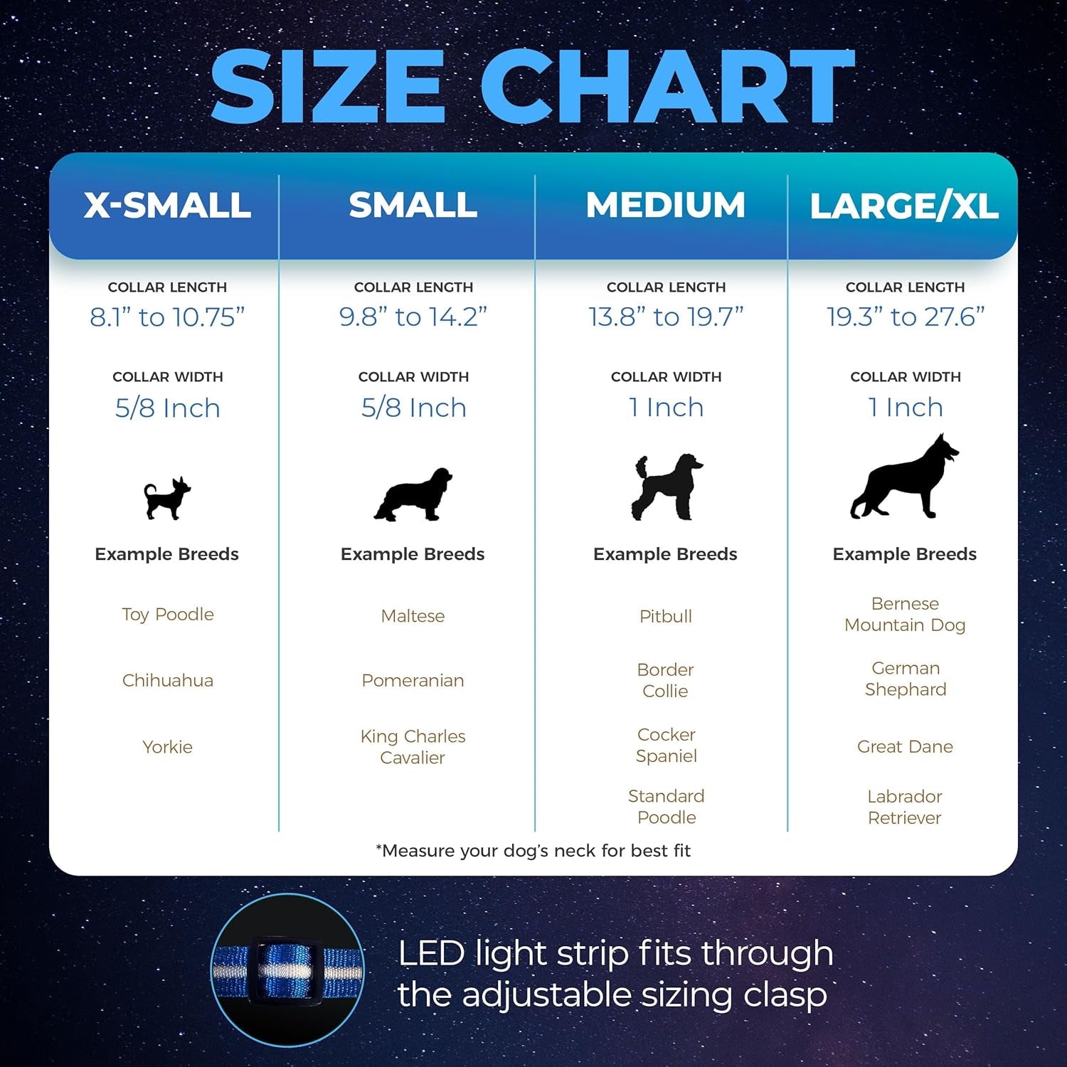 ' Safety LED Dog Collar – USB Rechargeable with Water Resistant Flashing Light