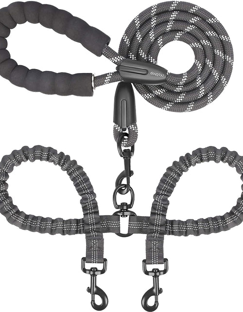 Load image into Gallery viewer, Dual Dog Leash, Double Dog Leash, 360 Swivel No Tangle Walking Leash, Shock Absorbing Bungee for Two Dogs, Black, Large (25-150 Lbs)
