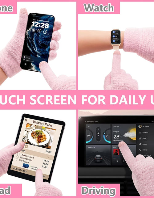 Load image into Gallery viewer, 3Pcs Winter Women Beanie Hat Scarf and Touch Screen Gloves Sets Girls Classic Knit Warm Chunky Fleece Lined Cable Cap
